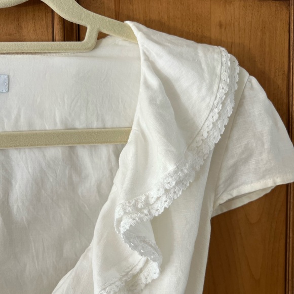 Calypso St Barth for Target White Linen Wrap Dress Ruffle Resort M - Picture 8 of 11